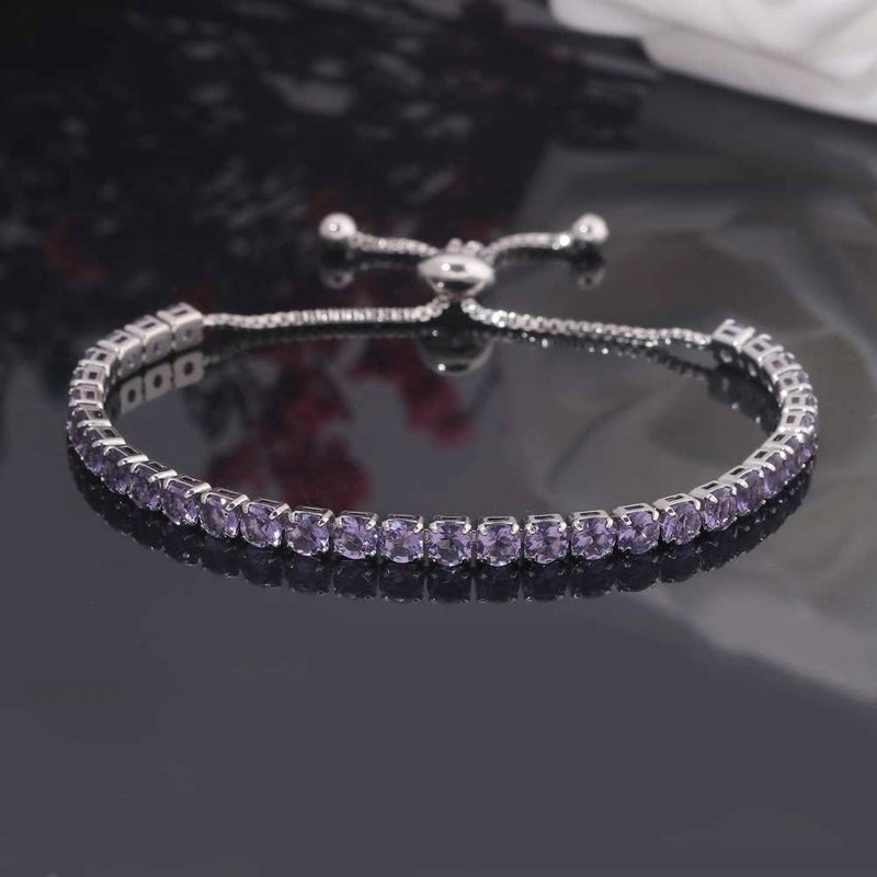 CiNily Adjustable Tennis Bracelets for Women Teen Girls Rainbow Cubic Zirconia Bracelet 14K White Gold Plated Hypoallergenic Slider Bracelet Jewelry Gift - Image 2
